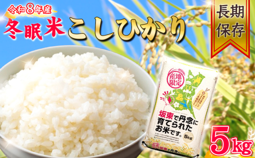 令和8年産　冬眠米こしひかり5kg ／ 令和8年 新米 米 お米 こめ コメ 精米 白米 ご飯 国産米 5kg 5キロ コシヒカリ こしひかり 甘み 粘り 香り ツヤ 真空 真空パック 買い置き おすすめ 人気 おいしい お取り寄せ 産地直送 産直 坂東市産 茨城県産 茨城産 No.930 2870352 - 茨城県坂東市