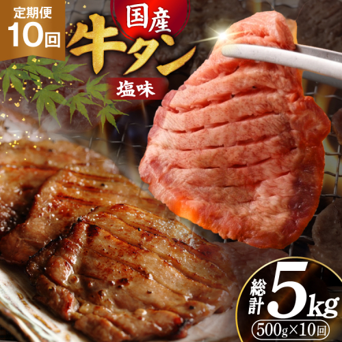 定期便 10回 牛タン 厚切り牛タン 希少部位 国産 塩味 500g 3～4人前 [佐藤精肉店 宮城県 気仙沼市 20566234] 牛タン 肉 牛肉 精肉 牛たん 牛タン塩 牛たん塩 冷凍 焼肉 牛タン BBQ 牛たん アウトドア バーベキュー 厚切り タン 牛たん ふるさと納税 ふるさと 返礼品 2870725 - 宮城県気仙沼市