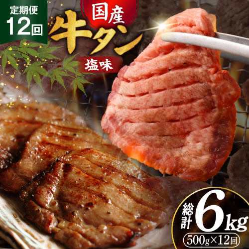 定期便 12回 牛タン 厚切り牛タン 希少部位 国産 塩味 500g 3～4人前 [佐藤精肉店 宮城県 気仙沼市 20566233] 牛タン 肉 牛肉 精肉 牛たん 牛タン塩 牛たん塩 冷凍 焼肉 牛タン BBQ 牛たん アウトドア バーベキュー 厚切り タン 牛たん ふるさと納税 ふるさと 返礼品 2870726 - 宮城県気仙沼市