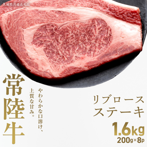 【先行予約】【和牛セレブ】常陸牛 リブロースステーキ1.6kg(200g×8枚)(茨城県共通返礼品) ひたち牛 ブランド牛肉 国産牛 国産黒毛和牛 お肉 ＜2027年2月からお申込順に発送＞ ひたちぎゅう 常陸牛 ステーキ リブロース 黒毛和牛 和牛 ギフト [FN40-NT] 2870951 - 茨城県つくばみらい市