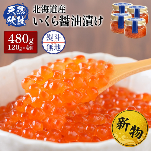 【10営業日以内発送！数量限定】【贈答用：熨斗（無地）対応】北海道産いくら醤油漬け120g×4【37028DA0101】 2871020 - 北海道羽幌町