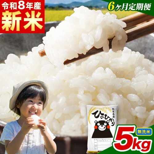 新米 令和8年産 【6ヵ月定期便】 無洗米 ひのひかり 定期便 5kg 5kg×1袋《12月から出荷開始》 熊本県産 精米 ひの 米 こめ ヒノヒカリ コメ お米  2871072 - 熊本県津奈木町