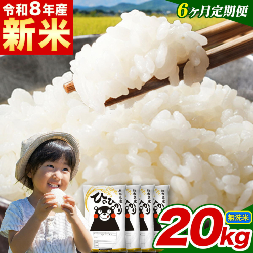 新米 令和8年産 【6ヵ月定期便】 無洗米 ひのひかり 定期便 20kg 5kg×4袋《12月から出荷開始》 熊本県産 精米 ひの 米 こめ ヒノヒカリ コメ お米 2871077 - 熊本県津奈木町