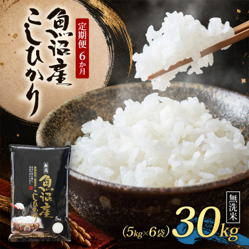魚沼産コシヒカリ（無洗米）30kg（5kg×6）（定期便6か月） 米 お米 こしひかり 定期 魚沼市 2871138 - 新潟県魚沼市