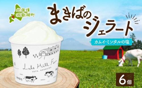 北海道 まきばのジェラート カムイ・ミンタルの塩 130ml×6個 塩 ミルク  アイス スイーツ デザート ギフト 氷菓 牛乳 お取り寄せ グルメ ギフト アイスクリーム 保存料不使用 牧場 自家製 レークヒルファーム 送料無料 洞爺湖 2871805 - 北海道洞爺湖町