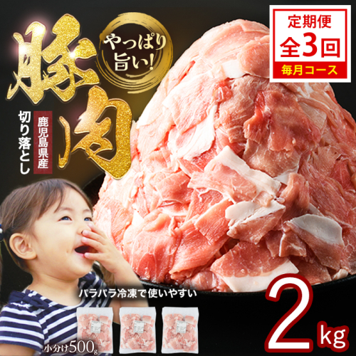 ＜定期便 毎月発送 全3回＞鹿児島県産 豚肉切落し (500g×4P) 2.0kg 【スターゼン】starzen-1687 2871947 - 鹿児島県長島町