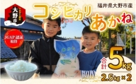 【令和5年産】福井県大野市産 JGAP認証 コシヒカリ「あかね」5kg（2.5kg×2）小分け