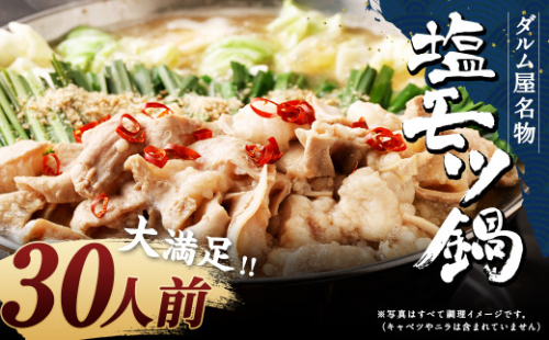 大満足！ 塩もつ鍋 30人前 300g×10 ちゃんぽん麺 10玉 スープ付き 287986 - 福岡県筑後市