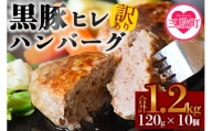MI104 【訳あり】宮崎県産黒豚ハンバーグステーキ(120g×10個・計1.2kg)の冷凍小分けセット！【中村食肉】