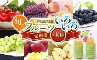 [令和8年産先行予約] [定期便10回] 旬のフルーツいろいろ定期便 『フードシステムズ』 さくらんぼ デラウェア 桃 ピオーネ シャインマスカット りんご ラ・フランス りんごジュース 果物 フルーツ 山形県 南陽市 [1144-R8]