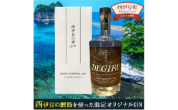 西伊豆の神 -GIN- DEGIRU １本（500ml）生産地：沼津市原材料： かつお節（西伊豆産） わさび （西伊豆産） 椎茸 （西伊豆産） 割水 （西伊豆産） 海苔 ジュニパーベリー（杜松の実：マ