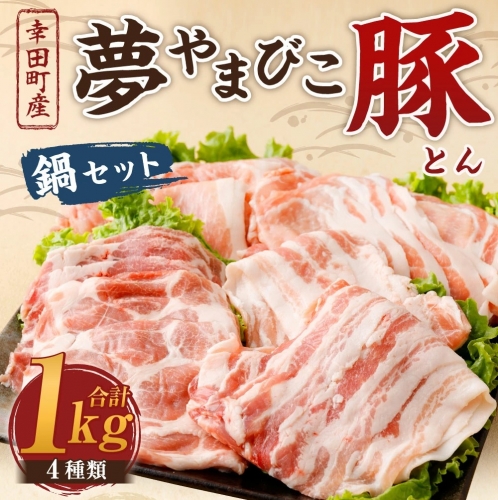 夢やまびこ豚 鍋セット 1kg 4種類 (肩ロース・ロース・バラ・モモ) 2914 - 愛知県幸田町