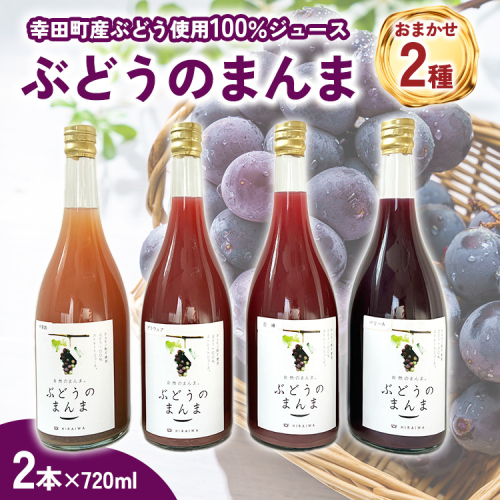 幸田町産ぶどう使用100％ジュース 2種詰め合わせ （720ml × 2本） ｜ 無添加 無糖 無加水 巨峰 ベリーA 甲斐路 デラウェア 送料無料