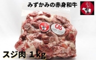 スジ肉1kg みずかみの赤身和牛 国産黒毛和牛 真空冷凍 00733A