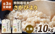 【全3回定期便】特別栽培米 さがびより 玄米 10kg【だいちの家】[HAG019]