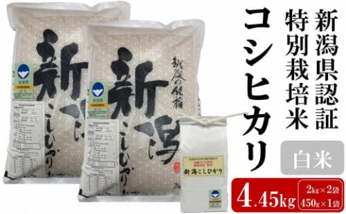 上野さんちのコシヒカリ 白米4.45kg（2kg×2袋、450g×1袋）
