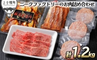 ［020-N53］北海道　牛肉　豚肉｜ニークファクトリーの牛・豚・ハンバーグのバラエティセット＜計1.6kg＞　※オンライン申請対応
