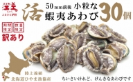 【訳あり 数量限定】北海道産 小粒な「活」蝦夷あわび 30個　50ｍｍ前後　小さいサイズ　陸上養殖なので砂混じりなし　生食はもちろん、煮貝やあわび料理にも