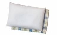 高さ調整簡単 パイプ枕 大(43×63cm)1個 枕カバーブルー2枚(マドラス柄) [2285]