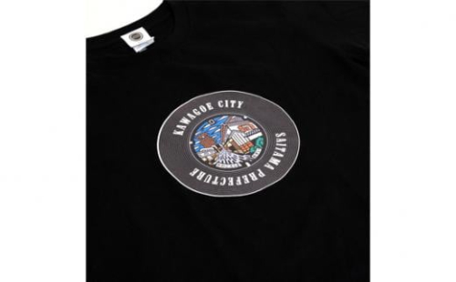 川越市 マンホールTシャツ（黒・Sサイズ） ／ ファッション 服 埼玉県