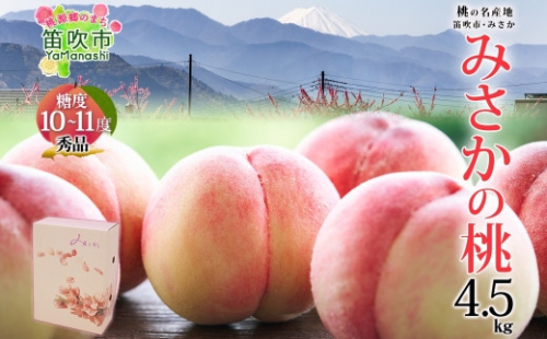 【2026年発送★先行予約】桃 秀品 4.5kg  糖度10％以上※クール便配送 177-006　| もも 桃 発送 山梨 笛吹市 糖度センサー 高糖度 化粧箱 希少 希少品種 ピーチ 果物 フルーツ 新鮮 旬 秀品 国産 高級 山梨県笛吹市 高級品種 先行 贈答用 贈答 ギフト 308910 - 山梨県笛吹市
