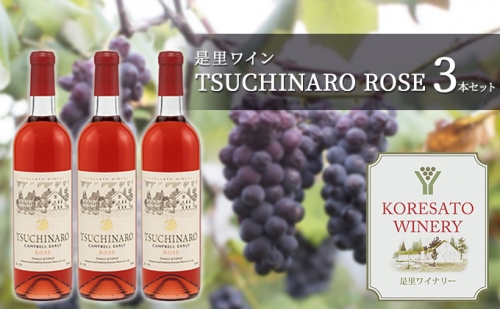 是里 ワイン TSUCHINARO ROSE 3本 セット ワイン ぶどう 葡萄 お酒 果実酒 洋酒  岡山 赤磐市