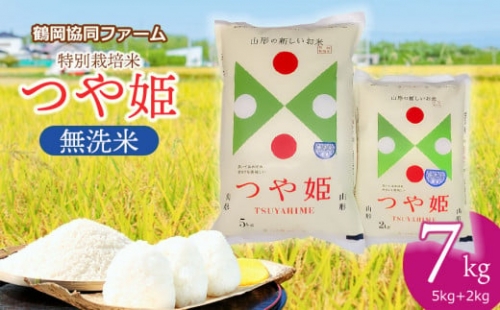 【令和4年産米】特別栽培米つや姫無洗米7kg（5kg+2㎏）鶴岡協同ファーム