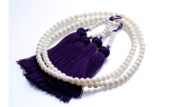 白サンゴ 108珠数珠 男性用 房正絹紫（保証書・数珠袋付） TP054