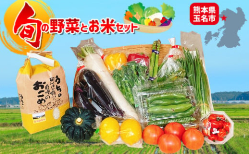 旬の野菜とお米BOX 熊本玉名産 | 野菜 やさい 米 こめ お米 おこめ 白米 精米 旬 季節 セット 熊本県 玉名市