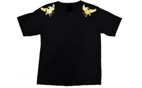 熊野古道　導きのカラス ゴールドＴシャツ　黒（XLサイズ）【mrm0120-4】 325555 - 三重県熊野市