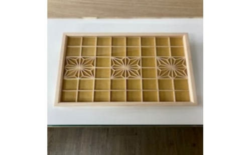 よしの組子トレー(角麻の葉・黄) 40cm×30cm×2cm【1143267】 325610 - 奈良県大和高田市