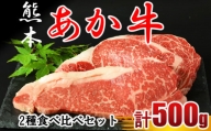 牛肉 あか牛 ステーキ2種 食べ比べ サーロイン 約250g リブロース 約250g | 肉 にく お肉 おにく 牛 和牛 ステーキ セット 熊本県 玉名市