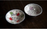 【陶器】桜・りんご文中鉢2個セット