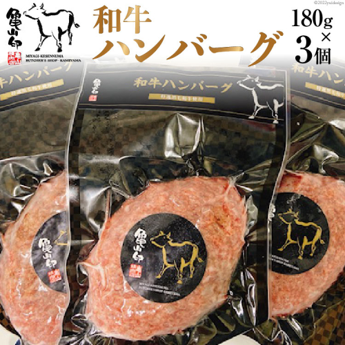 和牛ハンバーグ 3個 セット 180g ×3個 [気仙沼市物産振興協会 宮城県 気仙沼市 20565240] ハンバーグ 肉 和牛 牛肉 ビーフ 加工肉 冷凍 342756 - 宮城県気仙沼市
