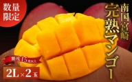 数量限定 南国 宮崎 完熟 マンゴー 2L 2玉 フルーツ 果物 完熟マンゴー 食品 デザート 国産 産地直送 送料無料_BD73-23