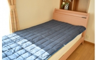 寝具 シングル ベッドパッド シルク 天然 絹わた 藍染 自然派 【確認：オールシーズン？】