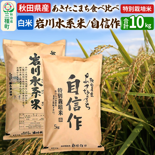【白米】あきたこまち 食べくらべセット(岩川水系米・自信作) 10kg(5kg×2種) 令和7年産   347256 - 秋田県三種町