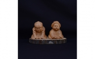 [(有)木下彫刻工芸]二福(大)彫刻置物2個セット【1142801】