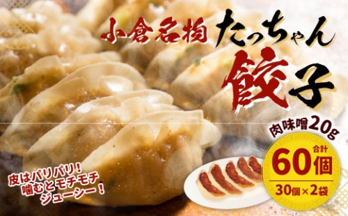 小倉 名物 たっちゃん 餃子 60個（30個×2袋） 肉味噌 冷凍 生餃子