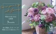 CO-21 【毎月お届け】季節のお花（生花）の定期便・Mサイズ　3か月