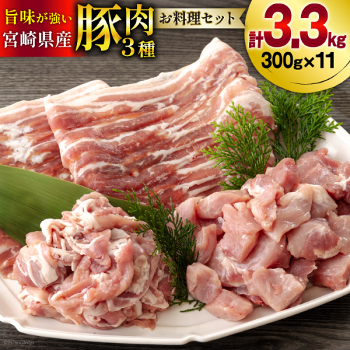 豚肉 小分け お料理セット 真空包装 合計3.3kg [甲斐精肉店 宮崎県 美郷町 31as0097] 豚バラ スライス うで 腕 切り落とし カット 冷凍 宮崎県産 豚 切落し うす切り 薄切り 詰め合わせ 361846 - 宮崎県美郷町