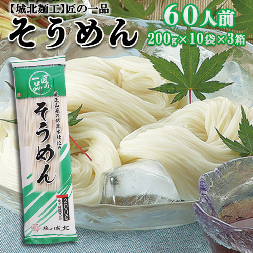 【城北麺工】夏季限定！匠の一品 そうめん 60人前  FZ22-329 362310 - 山形県山形市