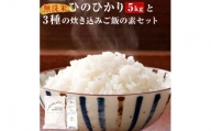 ES-204 【3ヶ月定期便】 <無洗米>鹿児島県産ひのひかり5kg・炊き込みご飯の素（3種類）
