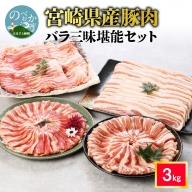 宮崎県産豚肉 3種 バラ三昧堪能 3kg セット　A821