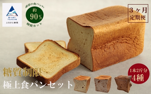 【便利な定期便】Bikke 糖質制限極上食パン４種類３ヵ月定期便 038003 367864 - 石川県小松市