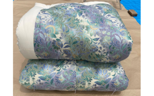 極上純綿　もめん布団　掛敷セット　(みやび柄・青)【CW101W】 370766 - 滋賀県近江八幡市