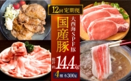 【訳あり】【12回定期便】【万能スライス】大西海SPF豚 国産豚 豚肉4種類 1.2kgセット 【大西海ファーム食肉加工センター】 [CEK165]