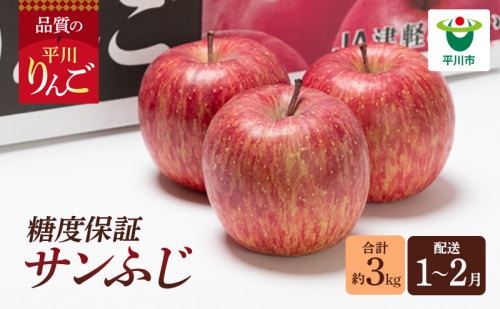 年明け  糖度保証サンふじ 約3kg【JA津軽みらい・平川市産・青森りんご・1月・2月】
