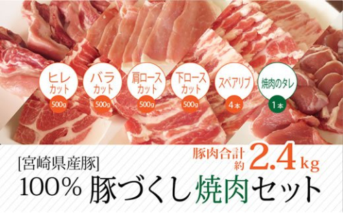 宮崎県産豚 焼肉セット 約2.4kg【B234-60】 37499 - 宮崎県新富町