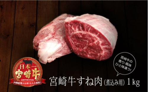<宮崎牛>牛スネ(煮込み用) 合計1kg(500g×2パック)【B228-60】 37522 - 宮崎県新富町